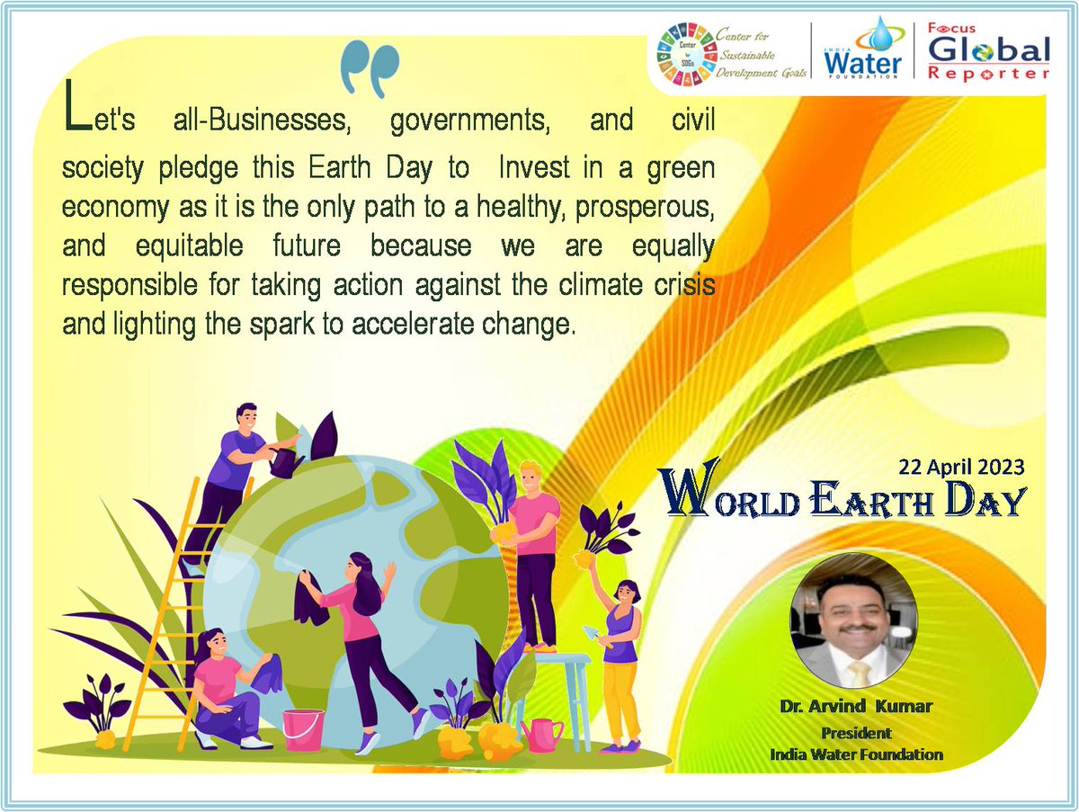 #WorldEarthDay2023 #GoGreen #ClimateChange #ForPlanetEarth #HealthyPlanet #ForNature #SaveWater #ClimateEmergency #ClimateAction #EarthDay #biodiversity #rewilding #ProtectOceans #ClimateActionNow #ClimateJustice #Environment  #waterefficiency @g20org #SaveSoil @PMOIndia
