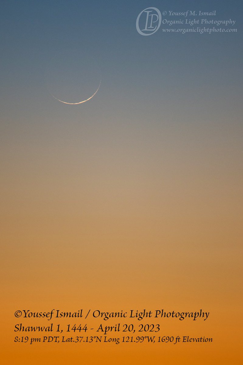 OrganicLight's tweet image. Eid Mubarak!  The new crescent of Shawwal 1444. Seen on April 20,2023