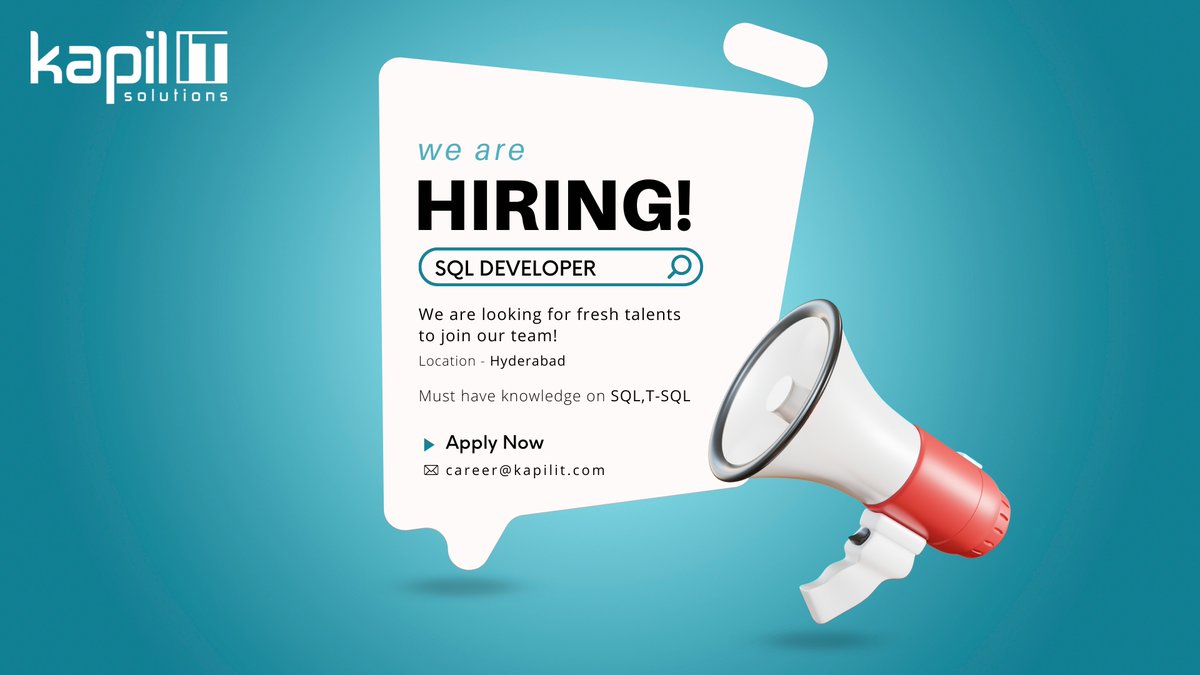 Kapilitsolution's tweet image. #HIRINGNOW  for a skilled #sqldeveloper to join our team immediately.  If you are passionate , send your resume to career@kapilit.com.  

 #sqljobs #tsql #resume #career #urgenthiring #kapilgroup #opportunities #jobsearch #jobseeker #vacancy #careergrowth #kapilitsolutions
