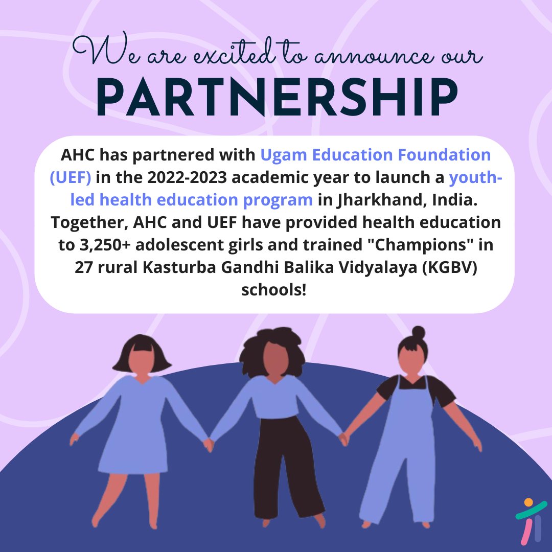 AHChampions's tweet photo. AHC is excited to share more about our partnership with Ugam Education Foundation in Jharkhand! Through our collaboration, we have trained adolescent girls in 27 Kasturba Gandhi Balika Vidyalaya (KGBV) schools as peer health educators, or Champions. https://t.co/CM4fCsrLwI