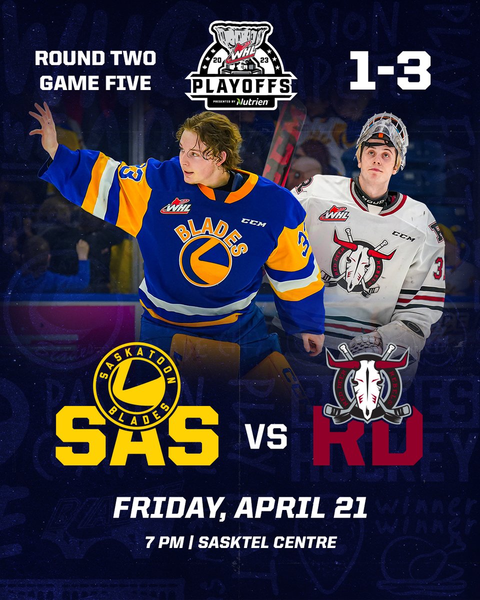 BladesHockey's tweet image. Game 5, elimination game, home-ice advantage

Bring the energy tonight #BladeCity 🔋

PREVIEW 📰 | bit.ly/3V9MSK5

| #SASvsRD | #WHLPlayoffs | #FeedingTheFuture |

@SaskMilk