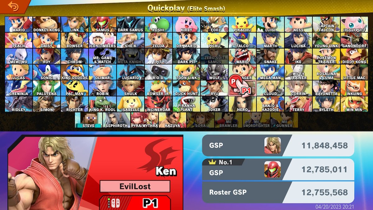 EvilLost's tweet photo. Shoryuken! #RoadtoGold #EliteSmash 80 down. 6 to go. #SmashBros #NintendoSwitch https://t.co/4B67UkO34x