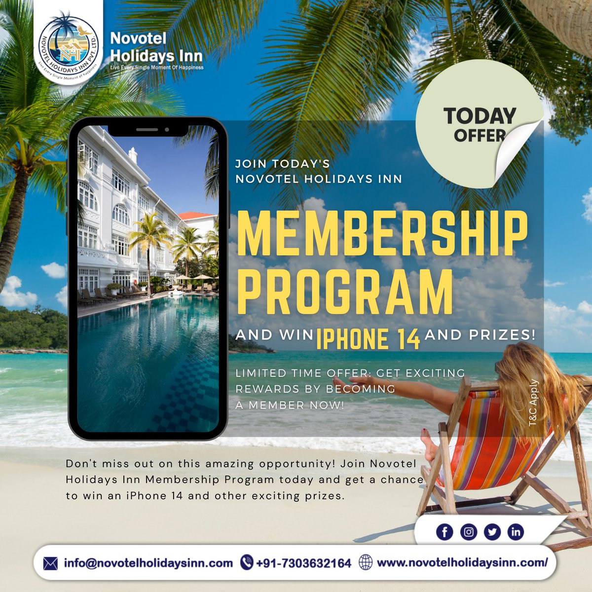 Novotelholidays's tweet image. Join today's Novotel Holidays Inn Membership Program and win an iPhone 14 and prizes!

#NovotelHolidaysInn #MembershipProgram #iPhone14 #ExcitingPrizes #LimitedTimeOffer #holidays #HolidayStyle #novotel #NovotelHotels #trip