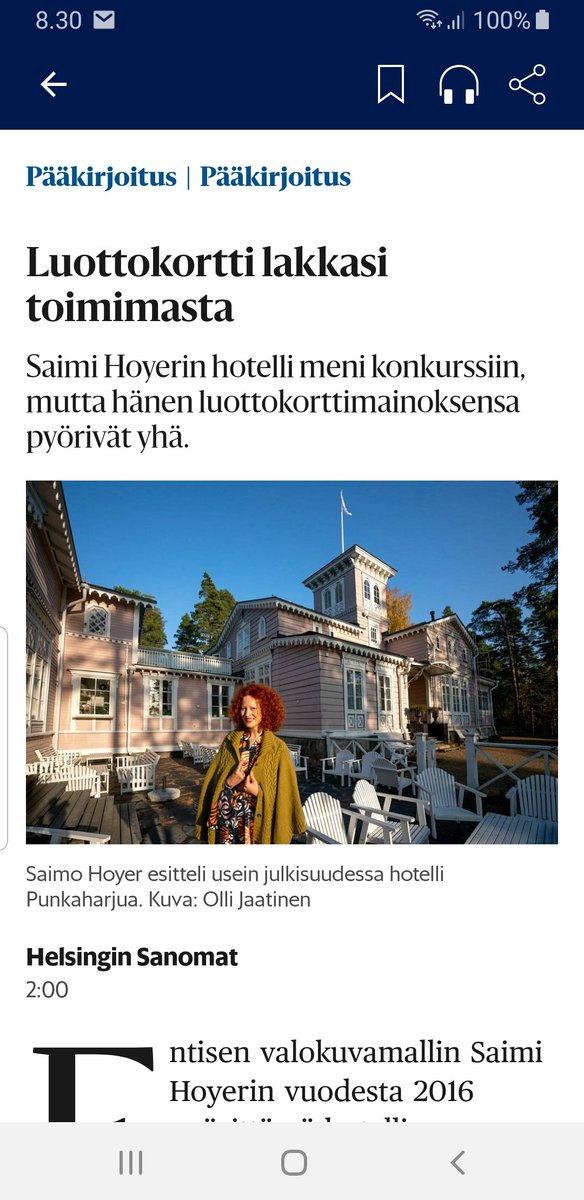MarkettaVainio's tweet photo. On tämä nyt kummallista. Ihan Hesarin pääkirjoituksessa ivataan konkurssiin mennyttä yrittäjää. Pitäisi pääkirjoituksessa olla muuta asiaa kuin yrittäjälle naureskelu. Voisivat toimittajat siellä ihan itsekin kokeilla yrittäjyttä. Mutta ei ole vellihousuilla kanttia. Hävetkää! https://t.co/xOdRHdSXbO