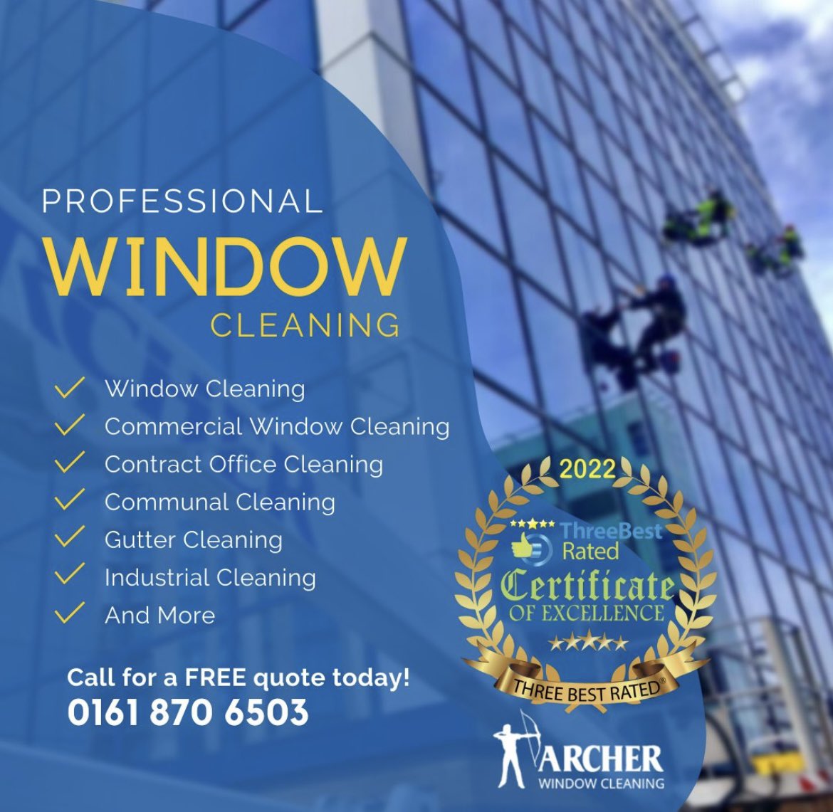 WindowCleanManc's tweet image. Archer Window Cleaning have been providing award-winning window cleaning in Manchester and throughout the North West since 1990. 

Call us for your free quote today on 0161 870 6503 📞

archerwindowcleaning.co.uk/other-services/ 
#Manchester @ILoveMCR @ManchesterRTs @WindowCleanManc @BoltonReTweet