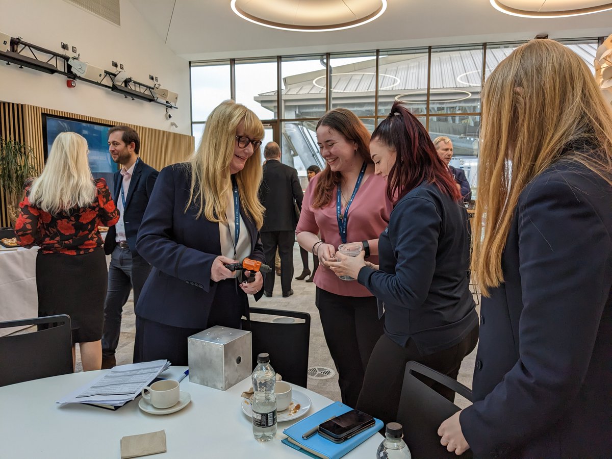 Marshall_Skills's tweet photo. It wouldn't be the #MarshallSkillsSummit without some impromptu hand skills activities! During a break, our apprentices challenged guests to test their riveting abilities—in between cups of coffee and pastries, of course. https://t.co/skxtS1Vcb6