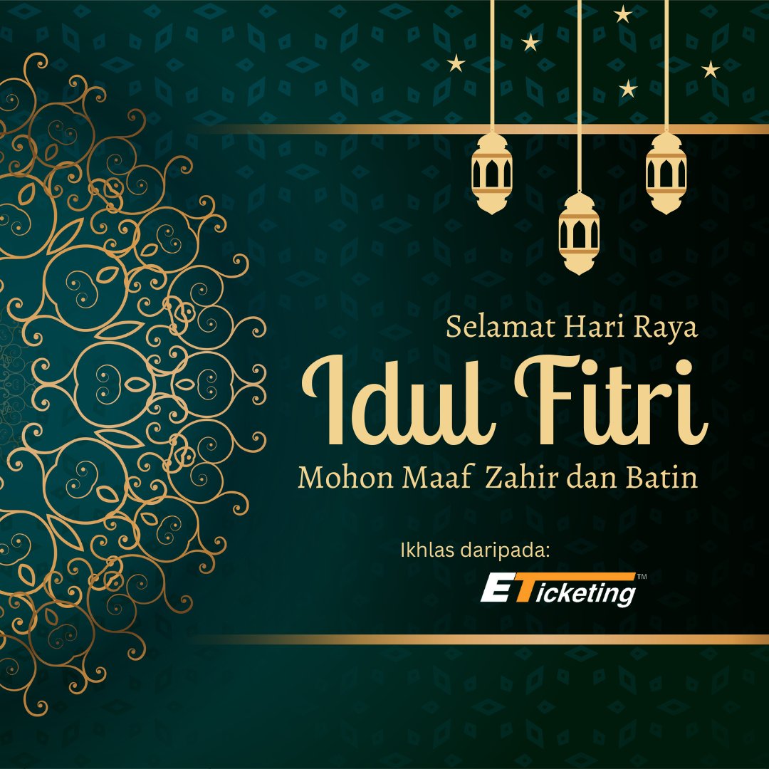 eticketing_my's tweet photo. Ramadan bakal beransur pergi, 
Syawal menjelma di Aidilfitri, 
Seikhlas hati menyusun jari,
Memohon dimaaf kekhilafan diri, 
Salam Aidilfitri, Maaf Zahir Batin.

SELAMAT HARI RAYA AIDILFITRI (1444H)
MAAF ZAHIR DAN BATIN
diucapkan kepada seluruh umat Islam. ❤️

#Raya2023 https://t.co/6WXlfzsiXp