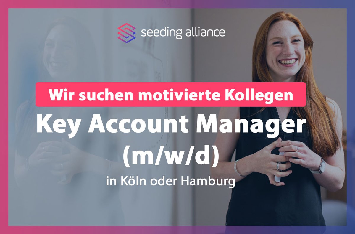 Key Account Manager (m/w/d) in Köln oder Hamburg gesucht! Wenn du leidenschaftlich gerne Kundenbeziehungen aufbaust, pflegst und es liebst, innovative Lösungen zu finden, dann bist du bei uns genau richtig. Bewirb dich und werde Teil unseres Teams! seeding-alliance.de/ueber-uns/karr…