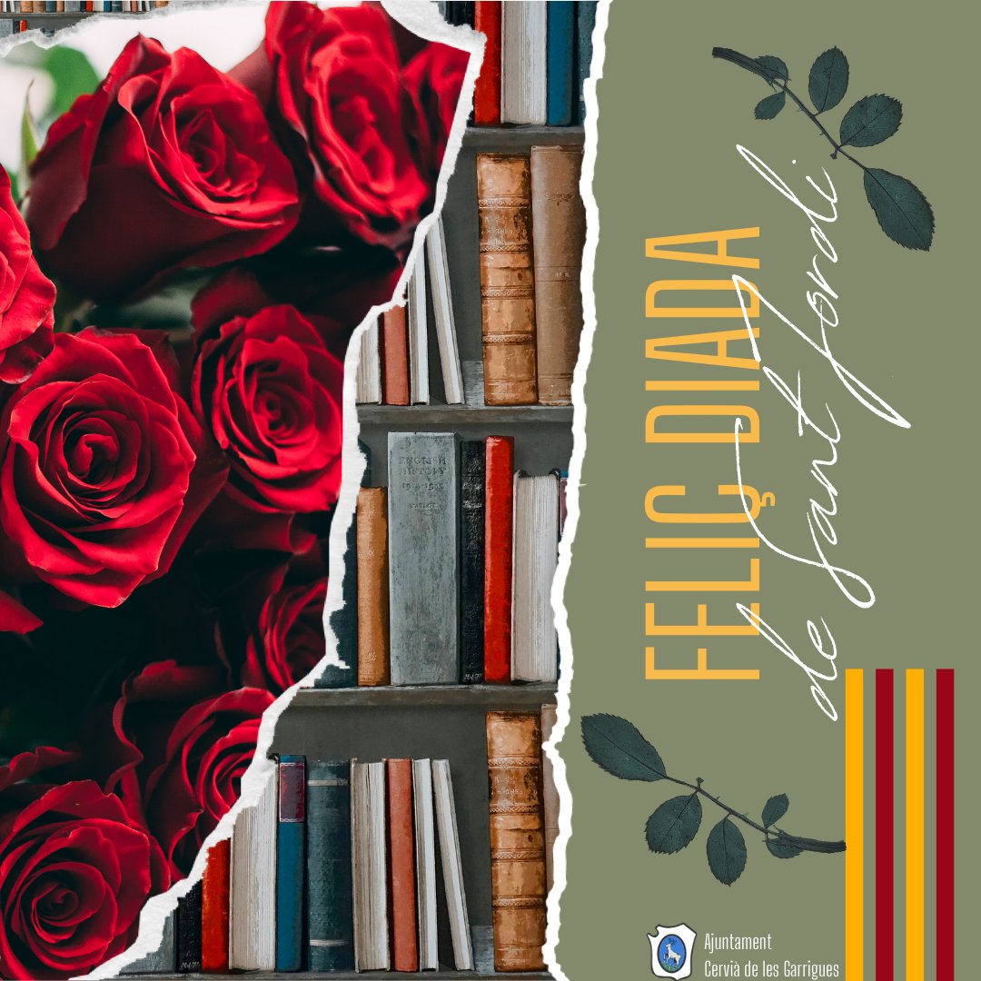 I el proper diumenge celebrem un dels dies més bonics i especials de l'any!!
Els carrers s'ompliran de roses 🌹, llibres 📖 i molt d'amor ❤️...
L'Ajuntament us desitja una 𝕱𝖊𝖑𝖎ç 𝕯𝖎𝖆𝖉𝖆 𝖉𝖊 𝕾𝖆𝖓𝖙 𝕵𝖔𝖗𝖉𝖎 a totes i tots!! 🌹📚🐉