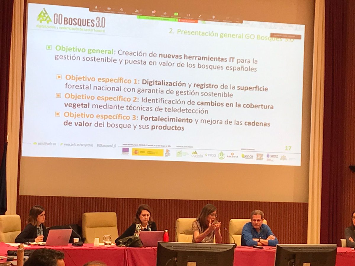 PEFCSpain's tweet photo. Hoy @aranmontes #PEFCEspaña y @quecoak @agrestascoop han presentado el #GoBosques3_0 en el evento “Las nuevas tecnologías aplicadas al conocimiento de los ecosistemas” de @mitecogob como ej. de solución tecnológica, #remotesensing y #AI dirigido a los #ecosistemasforestales https://t.co/CEte3iVDWI