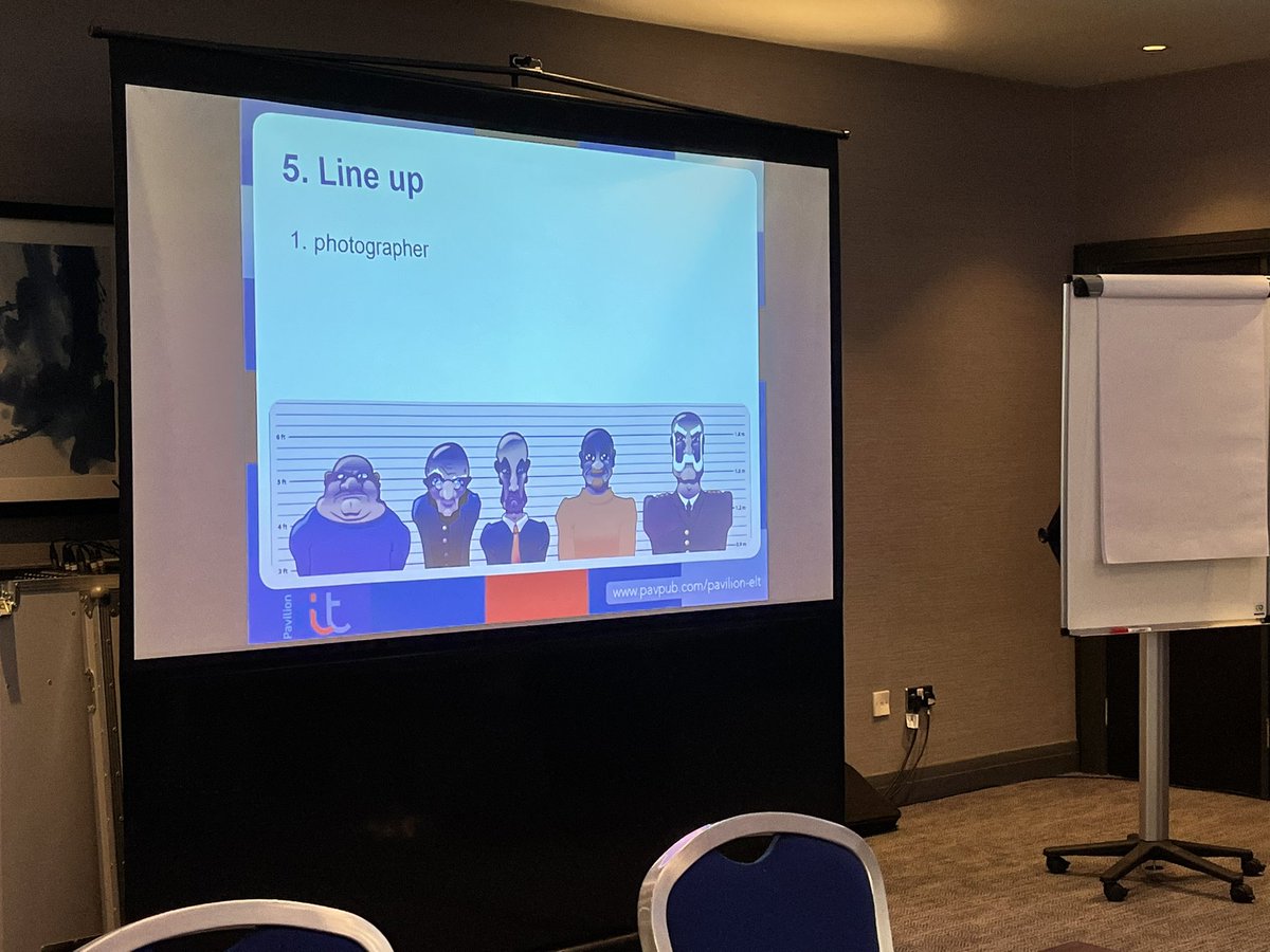 elteducator's tweet photo. Figuring out where the stressed syllables are in certain words…. By standing, sitting and turning around. Check out more in #ETpediaPronunciation @PavilionELT or visit stand 9 #iatefl2023 to get a discounted copy of Gerhard Erasmus and John Hughes book. https://t.co/UsYT6bhrH4