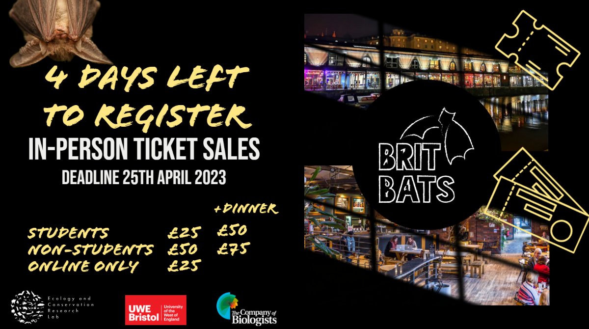Not long to go before the 6th British Bat Research Symposium kicks off at the beautiful <a href="/wshed/">Watershed</a> in Bristol.

Don't miss out on a fantastic day of brilliant new science at the forefront of #bat #research and #conservation.

Register at Britbats.com/tickets