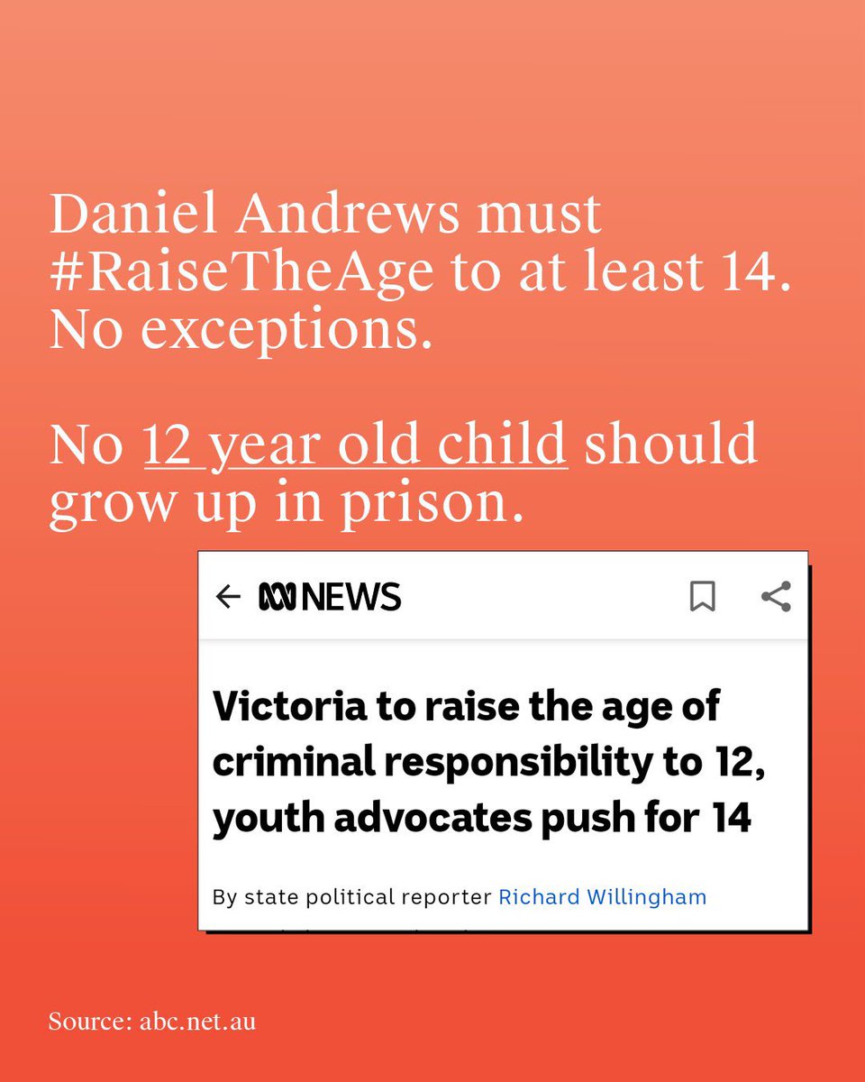 NOT NEGOTIABLE 

To at least 14

No child belongs in prison.  

You can do this Dan ….. our kids lives are in your hands @DanielAndrewsMP

#RaiseTheAge