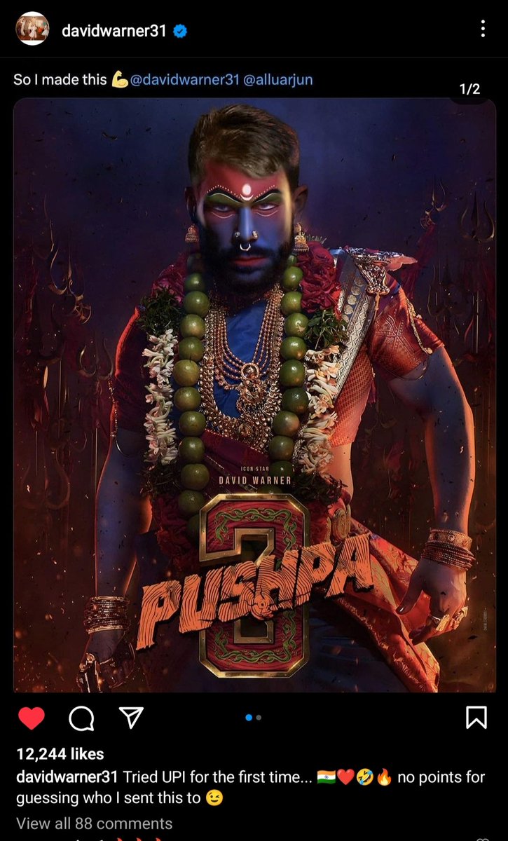 ratankmr6's tweet photo. " David Warner "  Recreated #Pushpa2TheRule First Look 🔥

#TeamAAFIAWarangal @AIAFA_Warangal @ratankmr6
 
@alluarjun @davidwarner31 @imsarathchandra @PushpaMovie @TrendsAlluArjun @MythriOfficial https://t.co/30utvh7W5b