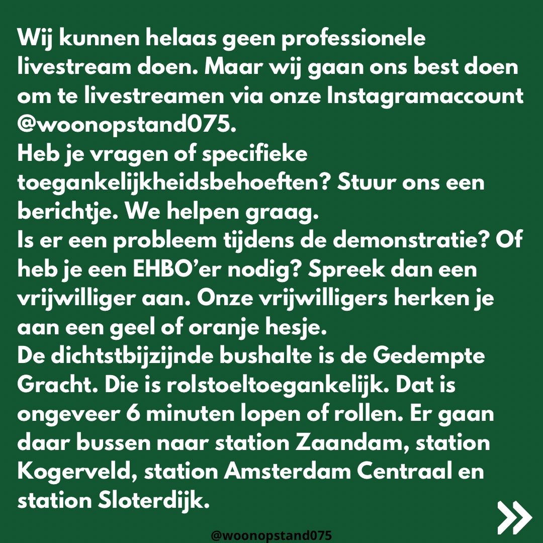 woonopstand075's tweet photo. Toegankelijkheid woonopstand Zaanstad 6/6:

Livestream op instagram: https://t.co/ubecZwTyi3 https://t.co/QzV61Voav8