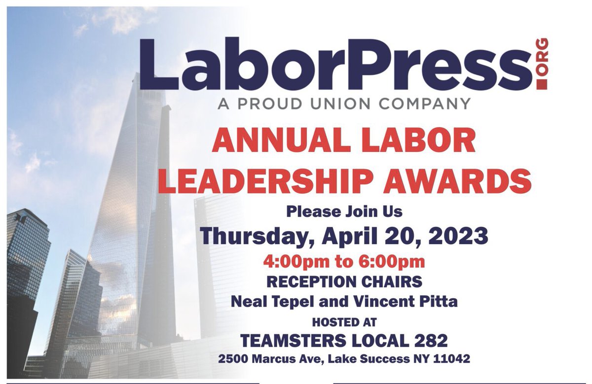UFOA854's tweet photo. The UFOA was proud to attend the Labor Press Leadership Awards Ceremony. We wish to congratulate all the award winners especially our own James McCarthy, the President of the UFOA. These award winners were recognized for their accomplishments and hard work in advancing the cause of labor!!