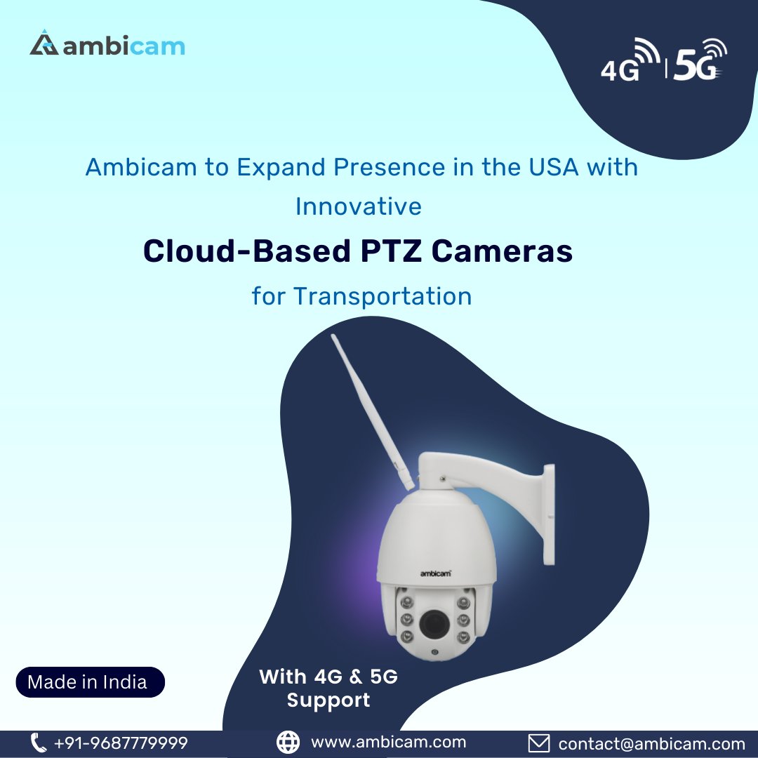 TheAmbicam's tweet photo. Ambicam to Expand Presence in the USA with Innovative Cloud-Based PTZ Cameras for Transportation.
Read Now: https://t.co/T8KITby0Qm
#ambicam #ptz #cloudsecurity #cloud #ai #solutions #CCTV #5G #security #surveillance #Monitor #USA #launch #transportation #monitoring #safety https://t.co/qxx1j8wf0n