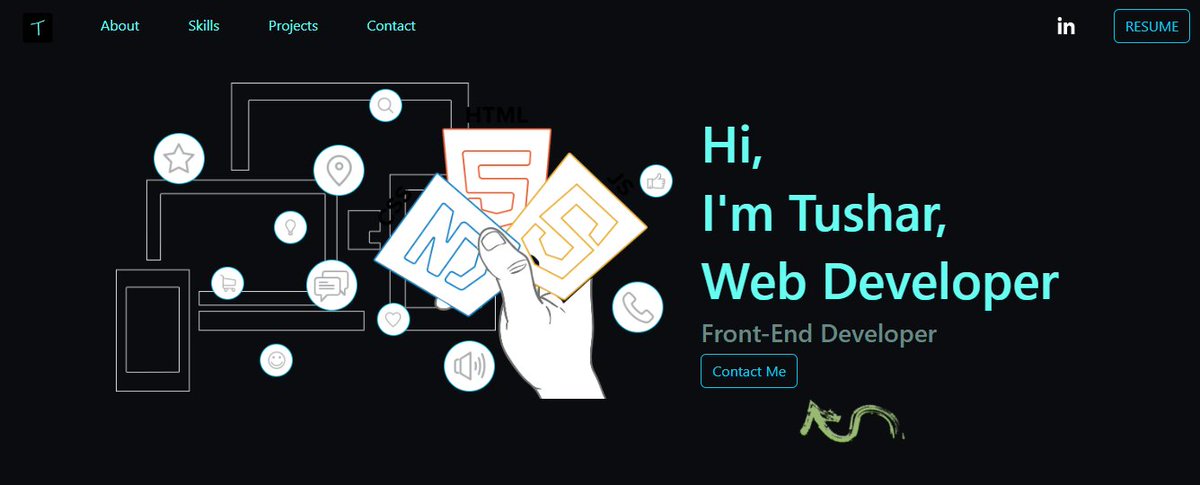 itush4r's tweet photo. Day 9 of #100DaysOfCode
completed building Portfolio website.
waiting for your opinions and suggestions.
i know it looks basic😅
Visit - https://t.co/lPjG1QS5KK
#html5 #css #javascripted #bootstrap https://t.co/ge48RYfbT2
