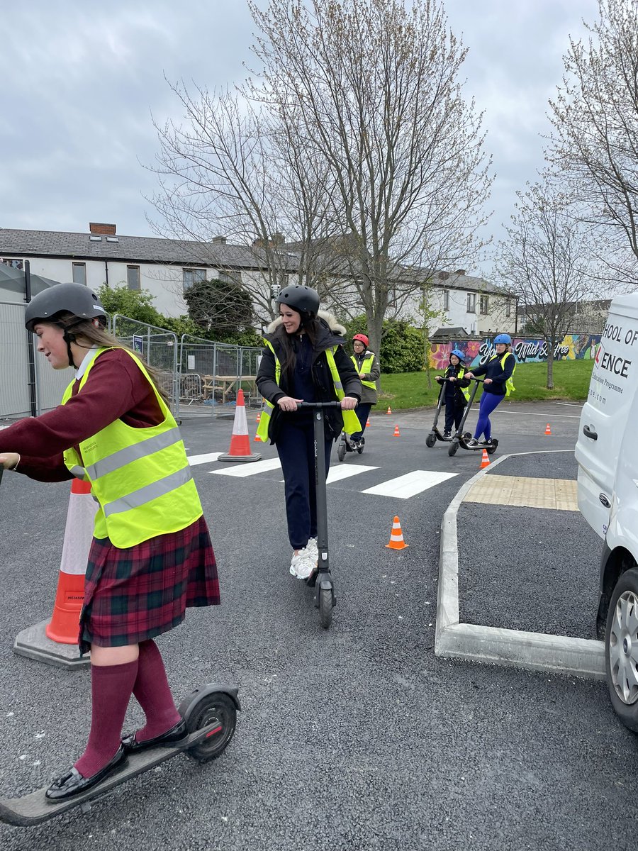 mercyinchicore's tweet photo. E-scooting their way to Europe! Our TYs training for their e-scooter licence this morning. @irishsoe #futurescooters #TYFun #lifeskills https://t.co/toIjhjD8au