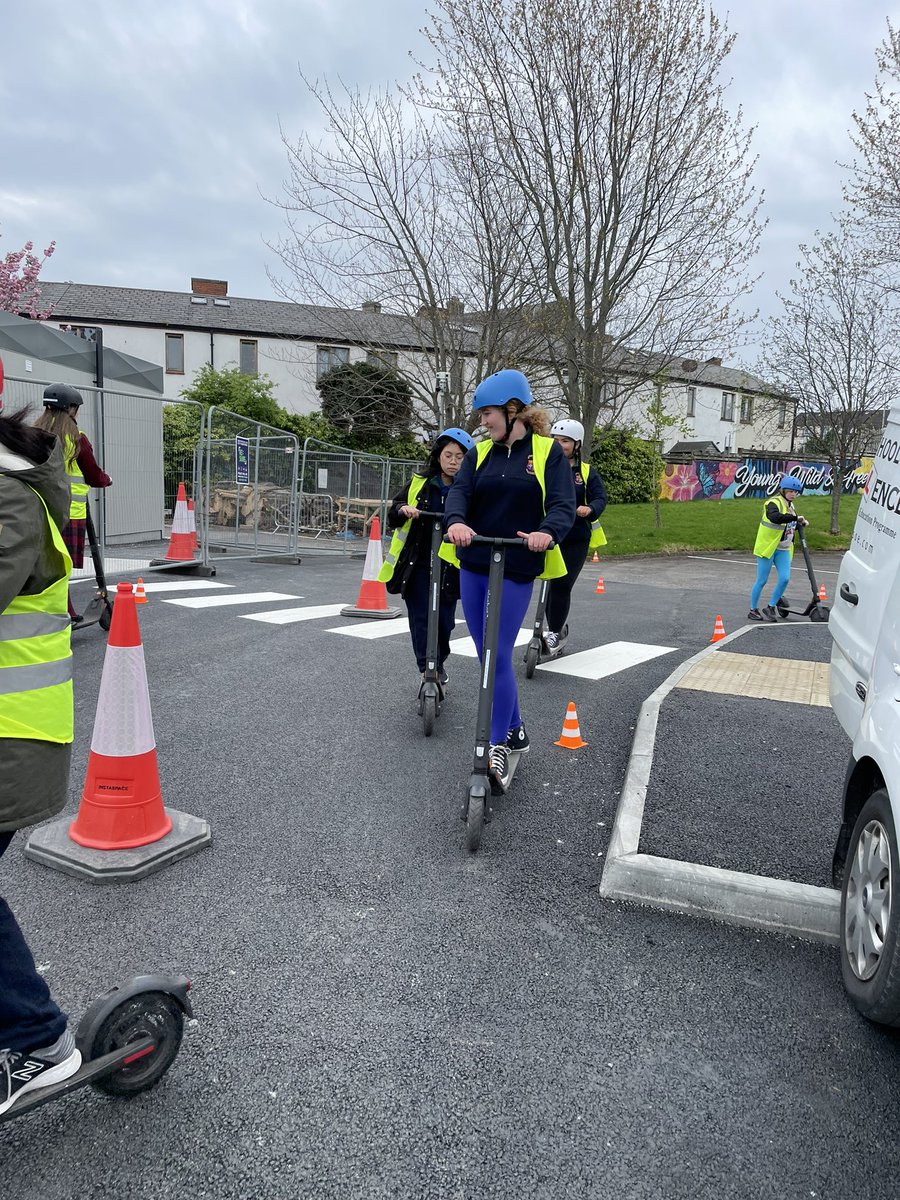mercyinchicore's tweet photo. E-scooting their way to Europe! Our TYs training for their e-scooter licence this morning. @irishsoe #futurescooters #TYFun #lifeskills https://t.co/toIjhjD8au