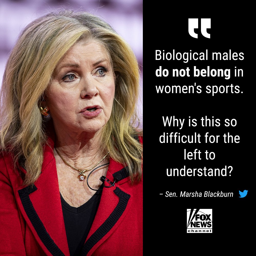 FoxNews's tweet photo. Sen. @MarshaBlackburn speaks out after zero House Dems voted for the 'save women's sports bill.' https://t.co/Ce54R2J5BL