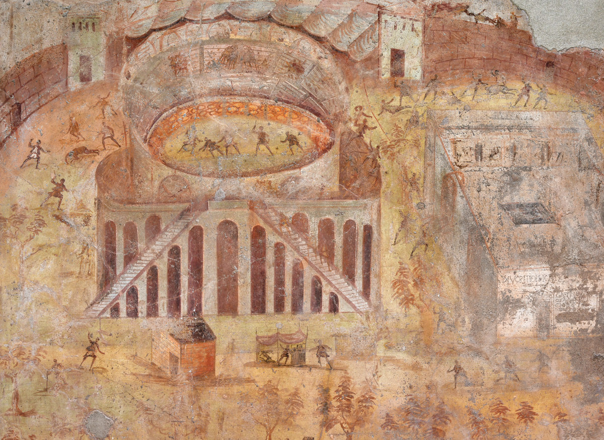 A #Roman fresco from #Pompeii depicting a real-life riot in AD 59, when ...
