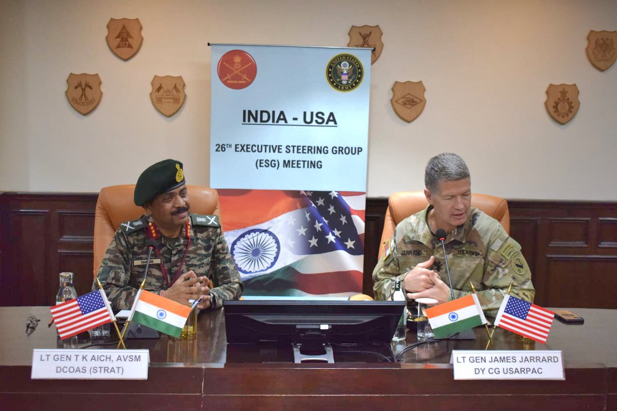 adgpi's tweet image. 26th India - USA Executive Steering Group Meeting concluded at #Delhi. A wide range of exchanges were carried out during the meeting, including updates on security situation in the region and enhancement of scope in the joint exercises between the two Armies.

#IndiaUSFriendship