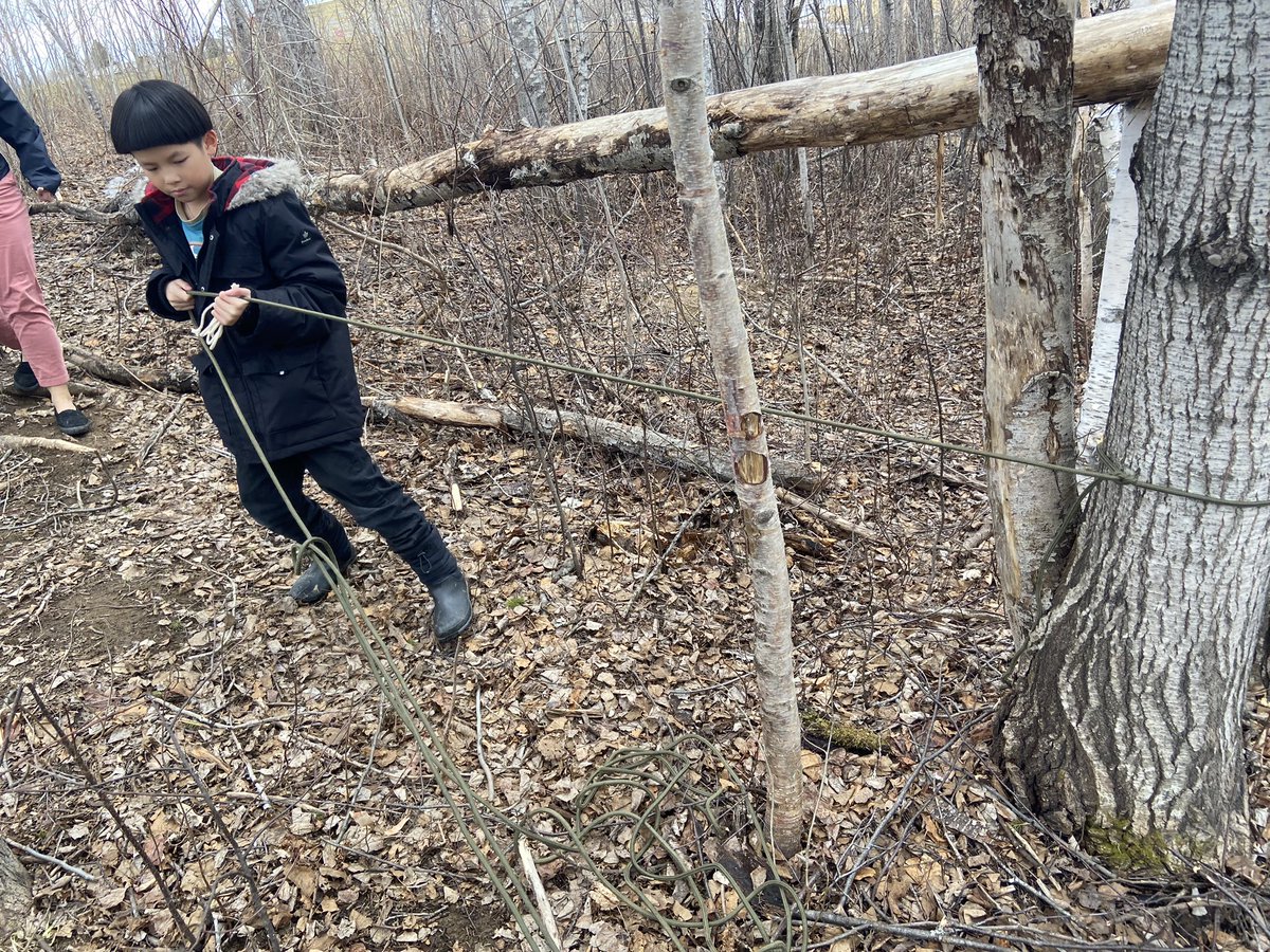 Knot tying is a great skill that opens up a lot of doors for creativity! We saw trapezes, swings, shelters, clotheslines, tight ropes, and so much more! @asdnnb <a href="/PlayJouerCanada/">RCÉL | CPSN</a> <a href="/takemeoutside/">Take Me Outside</a> #outdoorlearning #PlayoffMode