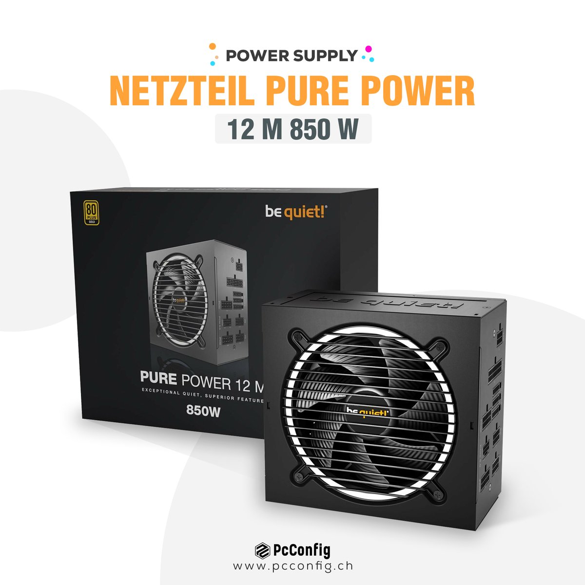 PcconfigSwiss's tweet photo. Holen Sie sich mit dem be quiet! Pure Power 12 M 850 W Netzteil die Leistung,die Sie brauchen, ohne Kompromisse bei der Energieeffizienz und dem Geräuschpegel einzugehen #bequiet #PurePower12M #850W #Netzteil #PCStromversorgung #effizient #leistungsstark #geräuscharm #80PLUSGold https://t.co/rlScC4zYgy