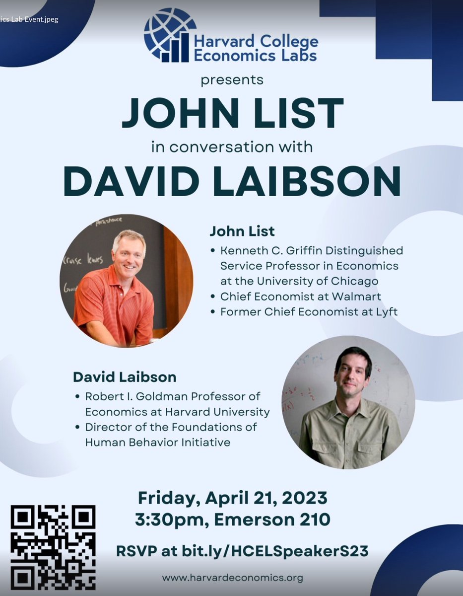 Looking forward to chatting with my friend <a href="/LaibsonDavid/">David Laibson</a> today.  If you are around campus please stop by….details below.