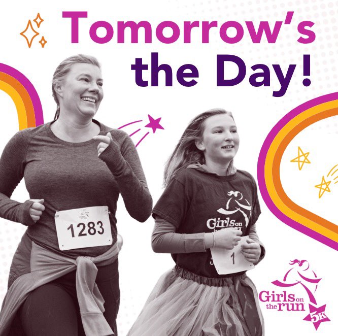 GOTRAC's tweet photo. Only 24 hours remain until we come together at the 5K starting line! Can you believe it? Get plenty of rest, hydrate and relax because tomorrow we are CELEBRATING! We can’t wait to see you at the 2023 5K Celebration. Tag #GOTR5K to let us know! #GirlsontheRun #GOTR https://t.co/XZMNGqGxfs