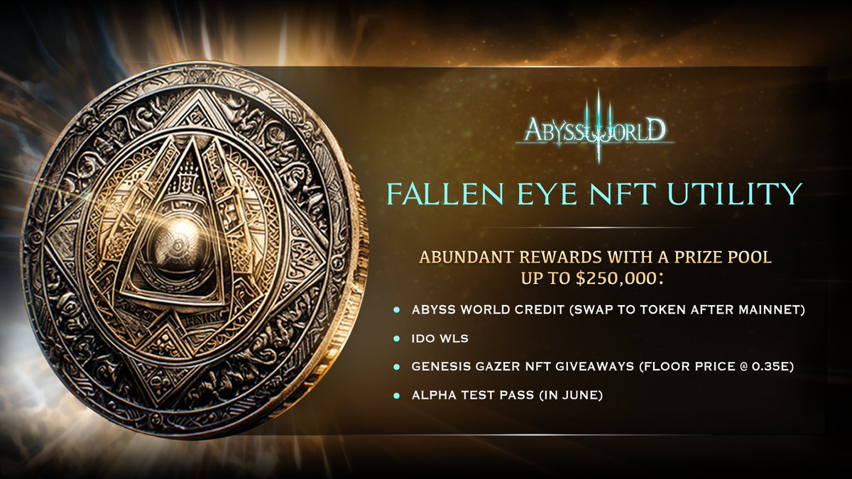AbyssWorldHQ's tweet photo. Get ready to FOMO around!

As we unveil the Utility #NFT - ‘Fallen Eye’!

A FREE ticket to the Abyss World #Colosseum, a BvB Auto-battle arena driven by AI technology and supported by @spaceandtime &amp; Microsoft.

Don’t miss the LIVE STREAM on April 28th!

#Sui #freemintNFT https://t.co/iwvpZsXeyO
