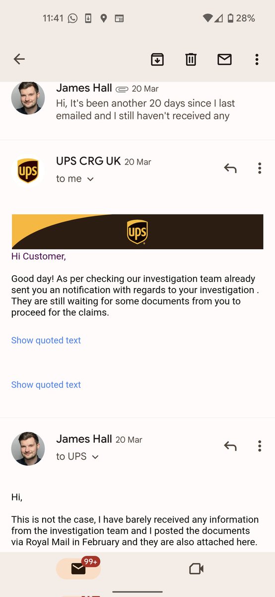 james_a_hall's tweet photo. @UPS_UK finally paid my compensation today after losing my Grandparent's Xmas presents in December. It's taken 4 months. I can't believe how poor the customer service has been in trying to resolve this. See photos below. https://t.co/r6yGV9QTQ9