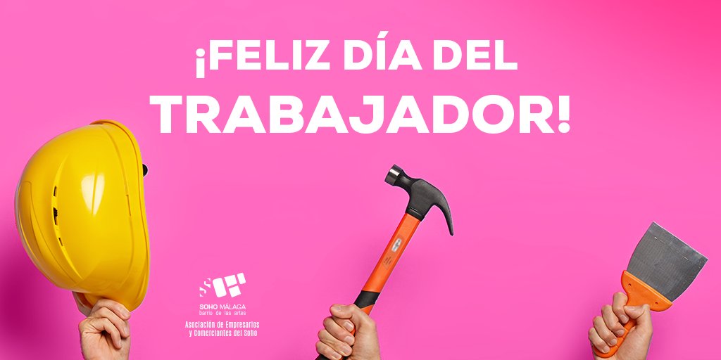 Somos un barrio lleno de gente trabajadora, por eso este día es para nosotros. Estamos orgullosos de dar tanta vida al Soho, nos merecemos celebrarlo ¡Feliz día del trabajador! #SohoBarrioDeLasArtes #Málaga #Comercios #Vecinos #BarrioConEncanto #DíadelTrabajador #1Mayo