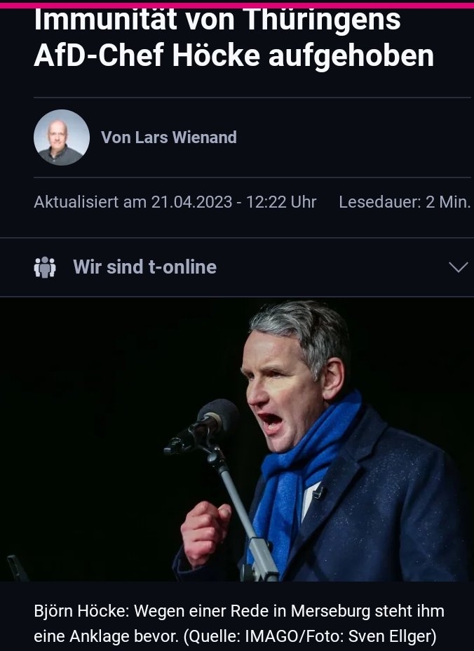 Anonymous00708's tweet photo. ++BREAKING NEWS++

#Immunität von #Höcke  aufgehoben‼️

Der Thüringer LT hat die Immunität von #Höcke auf Antrag der Staatsanw.#Halle
heute erneut aufgehoben
Der Weg ist nun frei für eine Anklage wegen
"Alles für Deutschland"⬇️
#Schadenfreude #Aufarbeitung
https://t.co/0h7wjO8m3P https://t.co/duZIhmMkWO