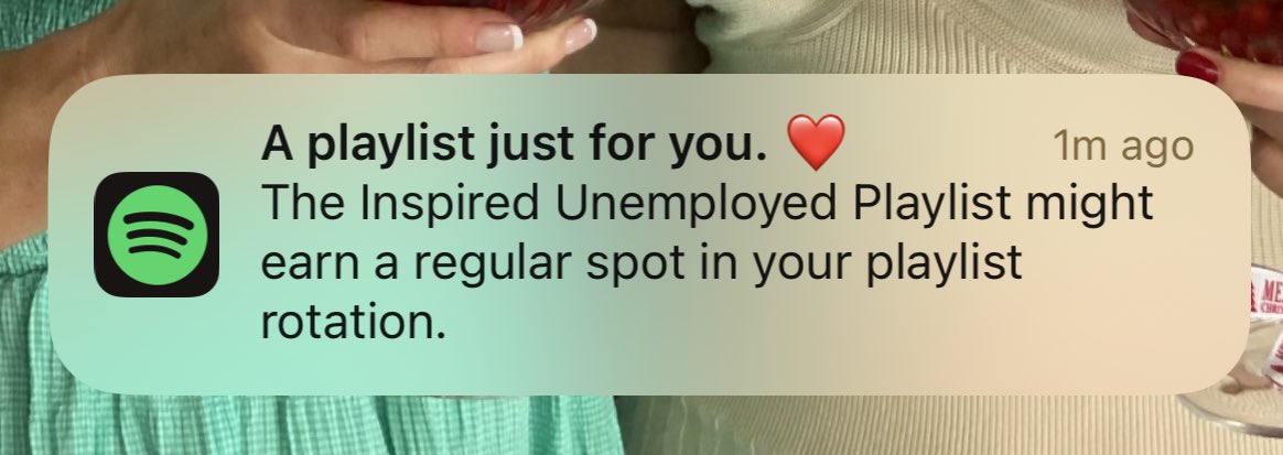 nessa_b117's tweet photo. Fuck you Spotify!?! Two weeks on holidays and now Im deemed unemployed and needing inspiration??😳 https://t.co/RxdmAwotRw