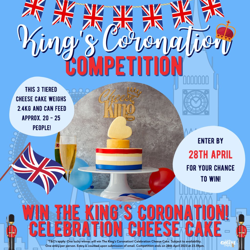 ChucklingCheese's tweet image. 🌟 👑 DON'T FORGET! WIN a King's Coronation Celebration Cheese Cake! 👑 🌟

🎉 Like &amp;amp; share this post and tag 3 people you'd share it with! 🎉

The ultimate feast to celebrate the King's Coronation. 🇬🇧

To enter visit: zurl.co/2WM2

#notjustcheese #chucklingcheese