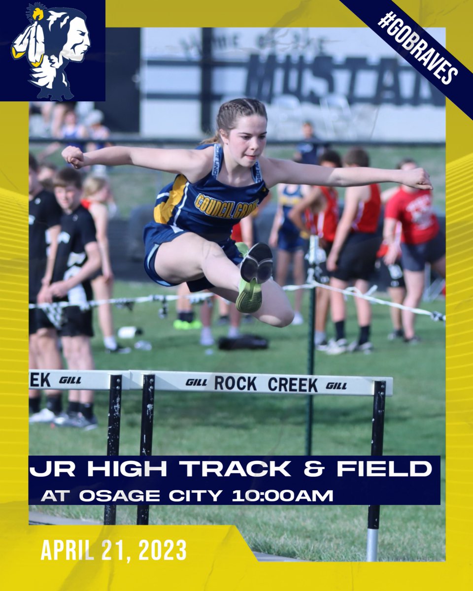 Good luck to the Jr High Track and Field Team as they compete in Osage City today.  Events start at 10:00AM.  GO BRAVES!