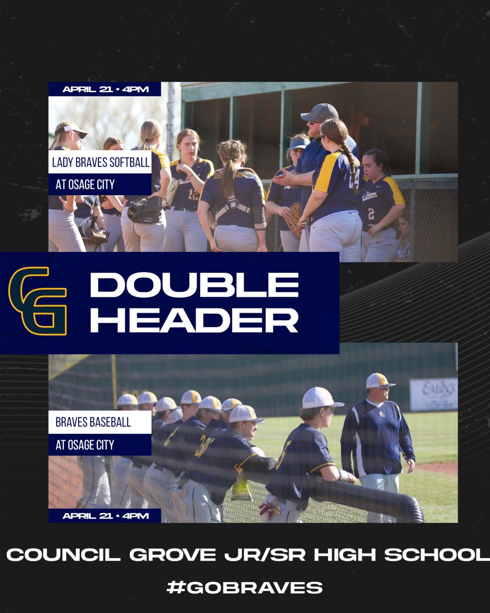 Good luck to the Baseball and Softball teams as they travel to Osage City today.  Games start at 4PM.  GO BRAVES!