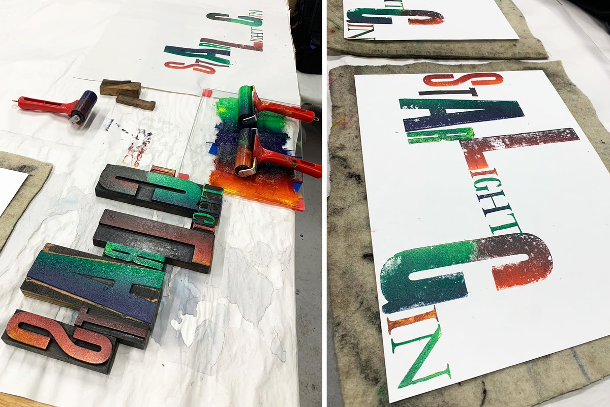 CoventryGDMA's tweet photo. Highlights from semester 2 @coventry_print_studio 
Working with movable type. Part 3 of the packaging workshop https://t.co/YfVmPNPoSu