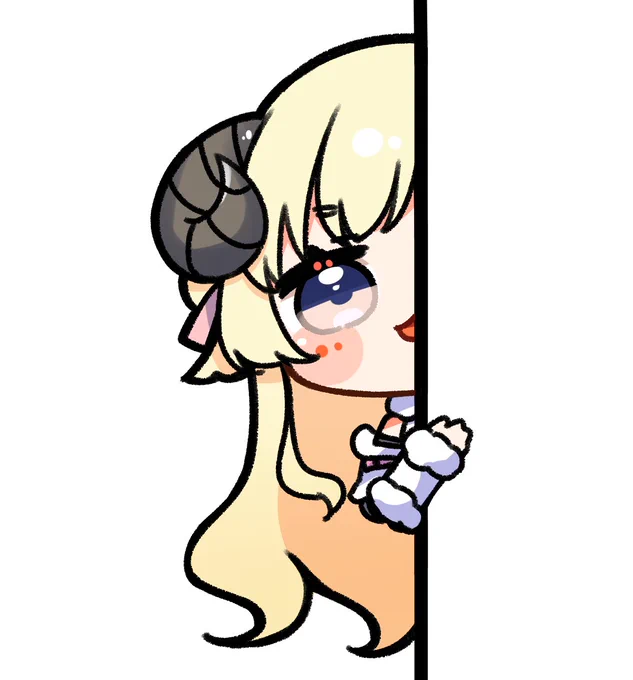 こっちを見ているわためちゃん#つのまきあーと 