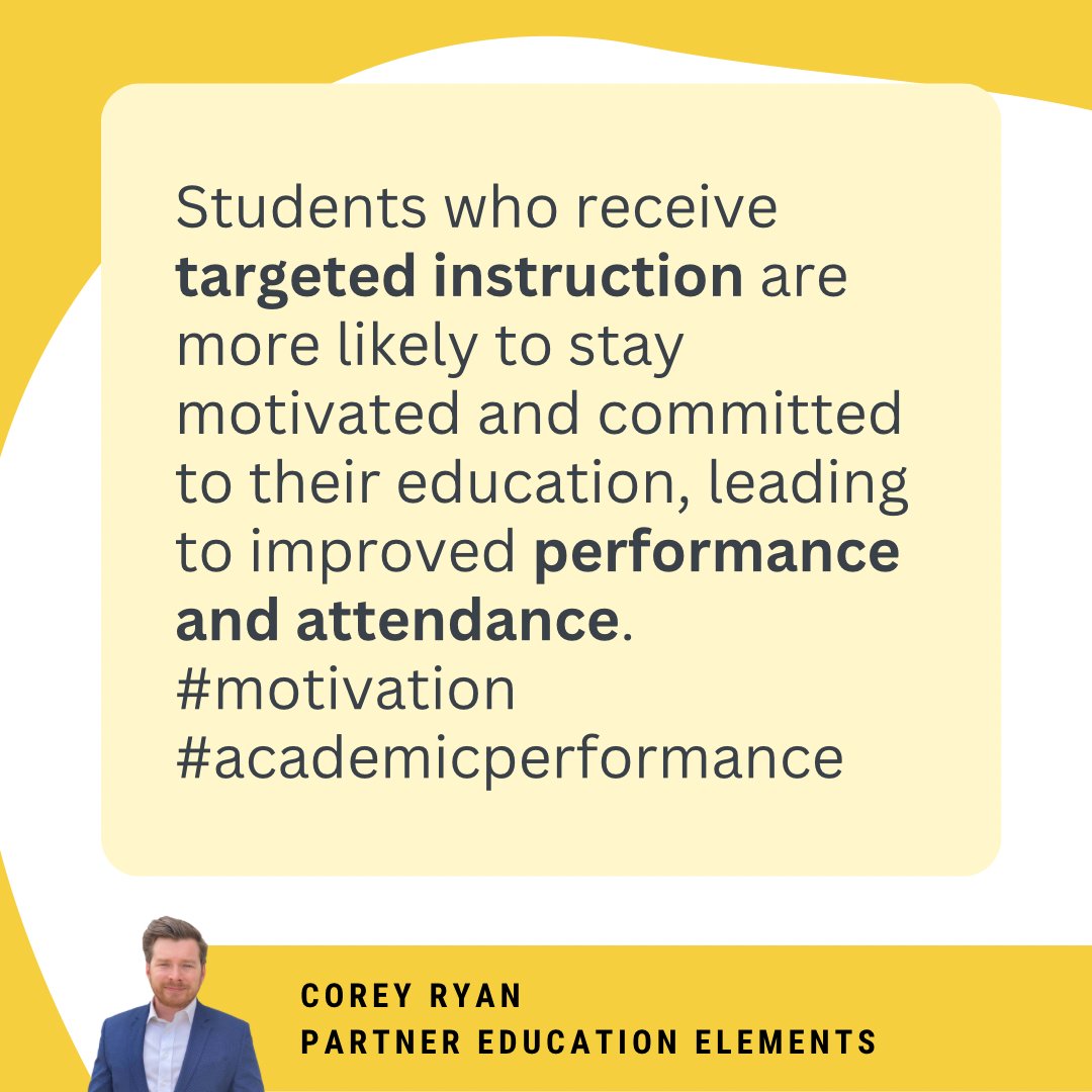 CoreyRyanEdu's tweet image. Students who receive targeted instruction are more likely to stay motivated and committed to their education, leading to improved performance and attendance. #motivation #academicperformance