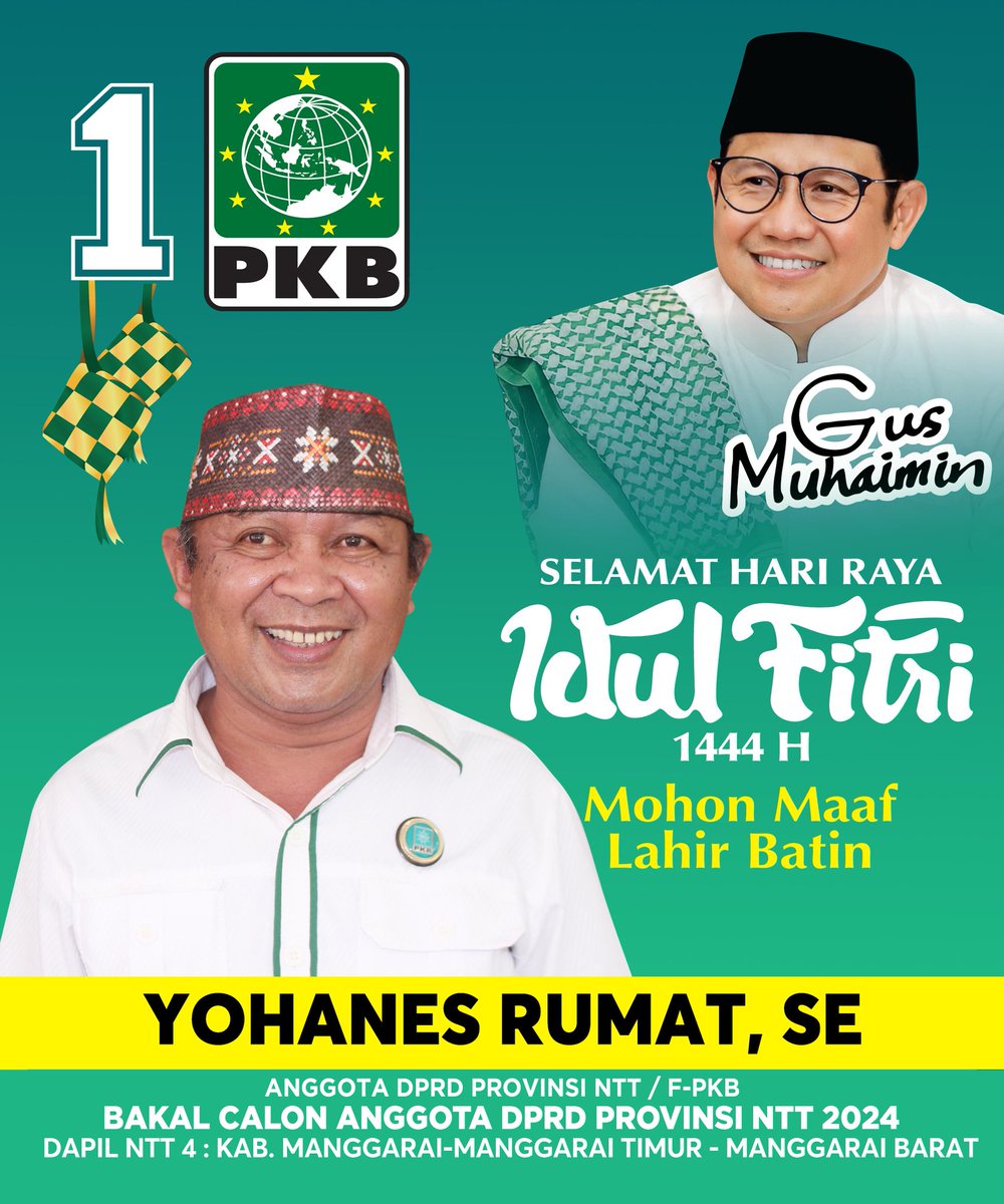 fpkbntt's tweet photo. Selamat Hari Raya Idul Fitri 
1 Syawal 1444 Hijriah. 

Mohon Maaf Lahir Batin

Semangat Menuju Kemenangan 2024. 🙏🙏🙏 https://t.co/KHCvswevVz