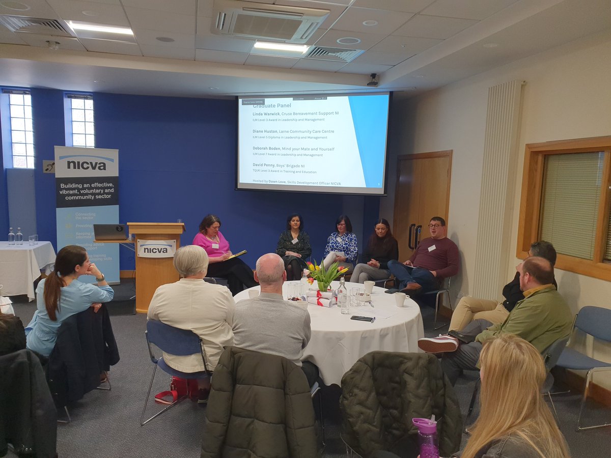 <a href="/KariseKc/">Professor Karise Hutchinson</a> <a href="/NICVAsandra/">Sandra Bailie</a> <a href="/_RoisinK/">Roisin Kelly</a> Really inspiring to hear from our panel of graduates about their learning journey and how our training has helped them grow as leaders.