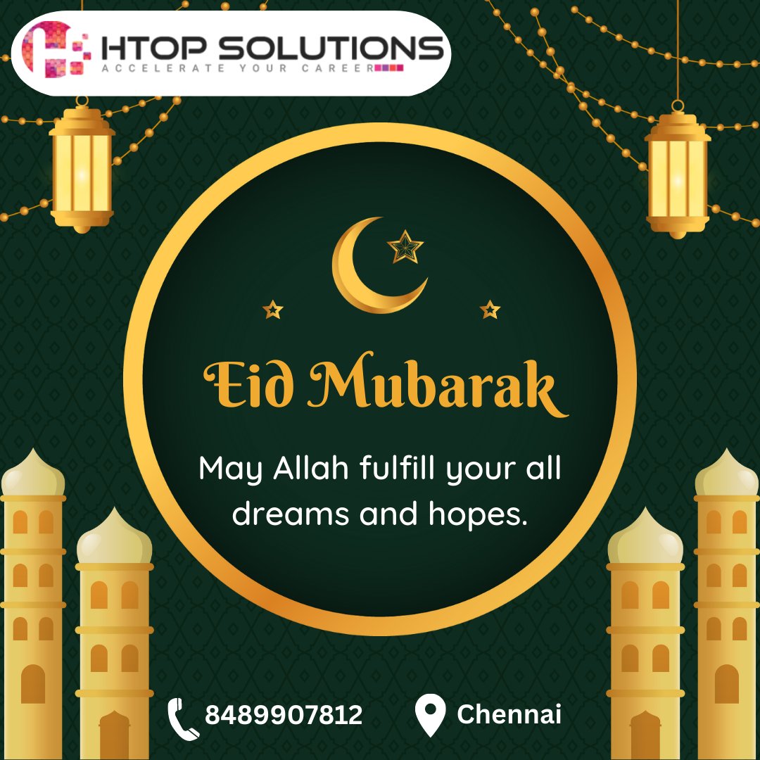 htop_online's tweet image. Wishing you a happy Eid Mubarak !!!
During the Eid celebration, Muslims greet each other by saying 'Eid Mubarak', which is Arabic for "Blessed Eid".Call us at 8489907812
#javatraininginChennai #Javafullstacktraininginchennai #pythontrainingchennai #pythonclassesinchennai #devop