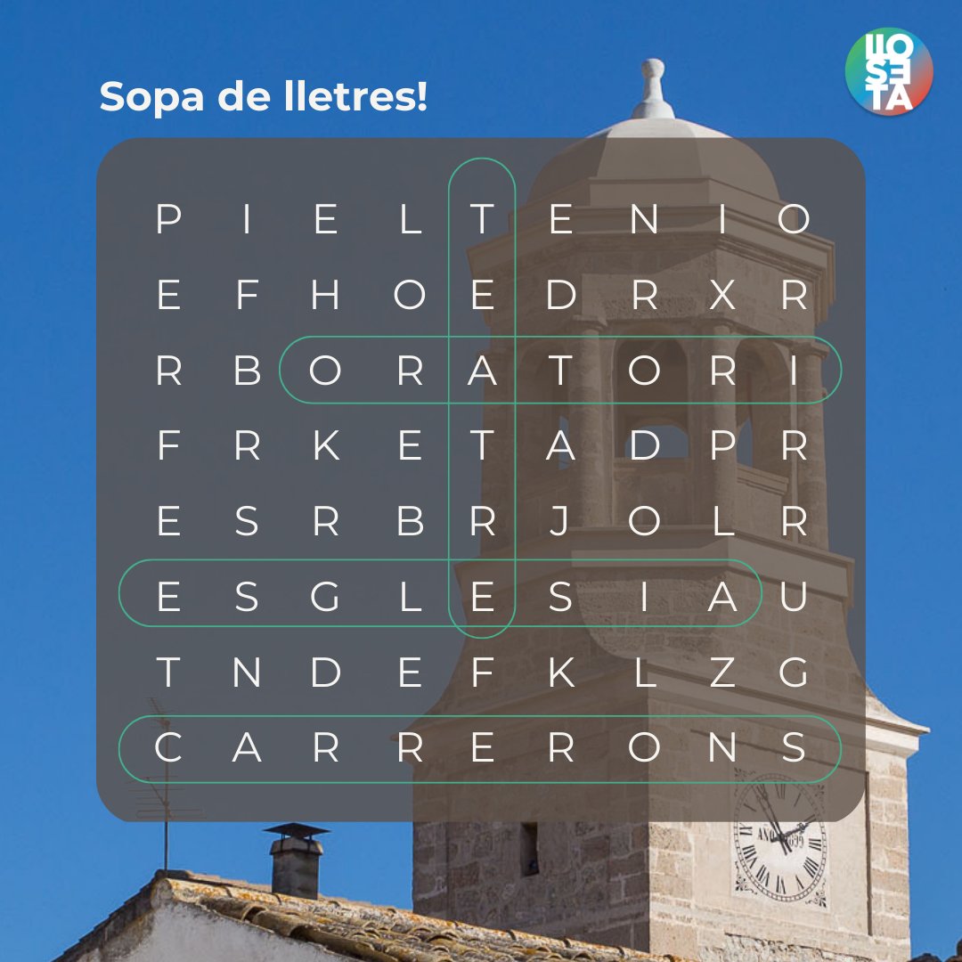 🗝️ Les respostes a la sopa de lletres són els llocs que no et pots perdre si vens a visitar Lloseta! Aquests destins conformen el patrimoni del nostre meravellós poble.