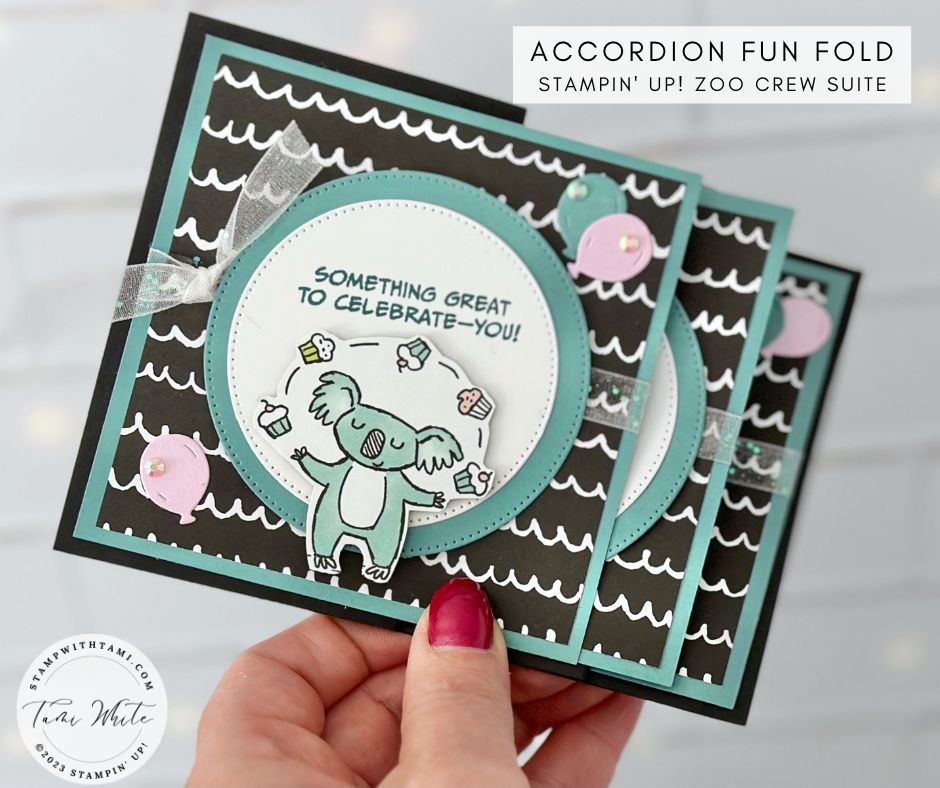 stampwithtami's tweet photo. 🐆 Let your 🦎imaginative 🦎side 🐢sing 🎵 with the Stampin' Up Zoo Crew suite! #9 in my accordion card series. Instructions: https://t.co/FYxXWhTEZy

#simplestamping #handmadecards #stampinup   #CreativeChallengeSU #CreateWithStampinUp #cardmaking #stampwithtami https://t.co/4RL7dh9fUH