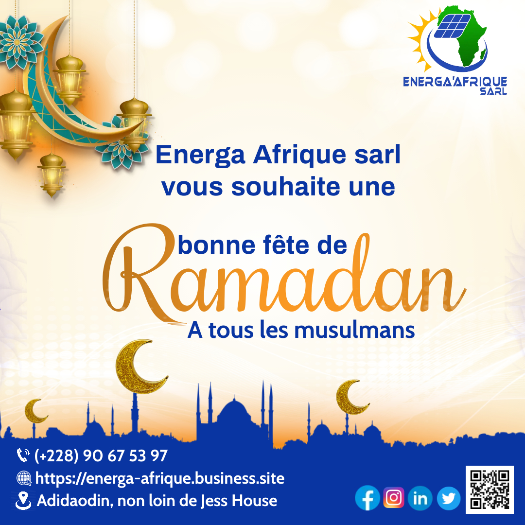 EnergaAfrique's tweet photo. Bonne fete de #ramadan à tous !
#EnergaAfrique #EnergaAfriquesarl #énergiesolaire #bonramadan https://t.co/xe6AUl887Q