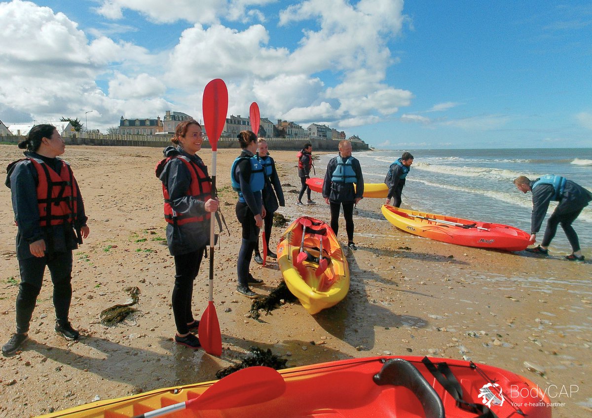 BodyCap's tweet photo. [#CORPORATE]

Last week @BodyCap dedicated a day to #teambuilding! 

After a morning meeting, several outdoor activities were suggested on one of the beaches of #Normandy, in Luc-sur-Mer: Longe côte, giant paddle, canoe 🛶 &amp; beach volley 🏐!

#teamevent #BodyCAP #teamspirit https://t.co/h5t9vYiJBy