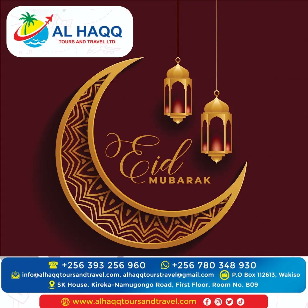 Alhaqqtours's tweet photo. May this Eid bring fun, happiness and God's endless blessing 
EID MUBARAK TO YOU AND YOUR FAMILY
@alhaqqtoursandtravel.com
Al Haqq Tours and Travel Ltd https://t.co/trqEdGiTSK